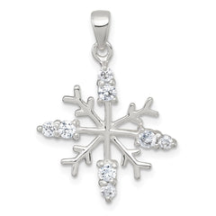 Sterling Silver Polished CZ Snowflake Pendant QC11563