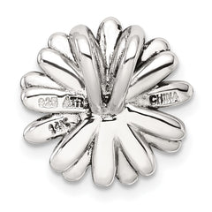 Sterling Silver with 14k Center Accent Antiqued Sun Flower Chain Slide Pendant QC11564