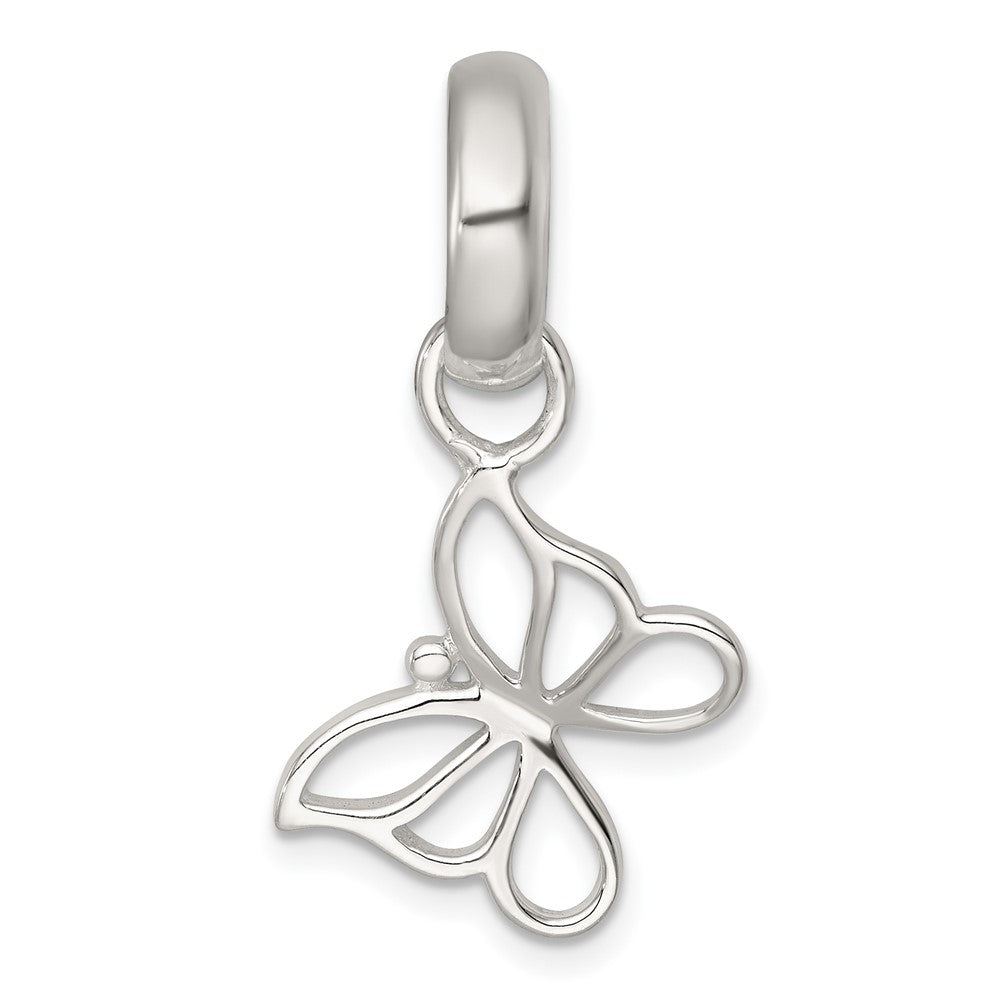 Sterling Silver Polished Cut-out Butterfly Pendant QC11569