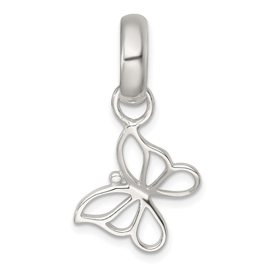 Sterling Silver Polished Cut-out Butterfly Pendant QC11569