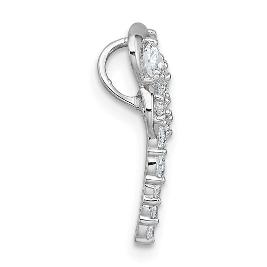 Sterling Silver Rhodium-plated Polished CZ Dragonfly Chain Slide Pendant QC11572