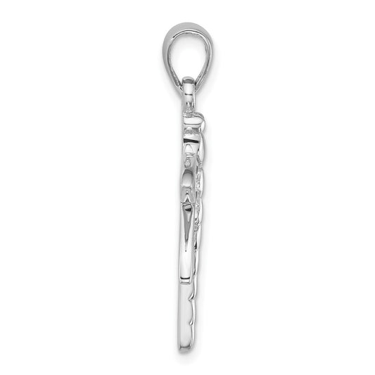 Sterling Silver Rhodium-plated Polished Abalone Dragonfly Pendant QC11573