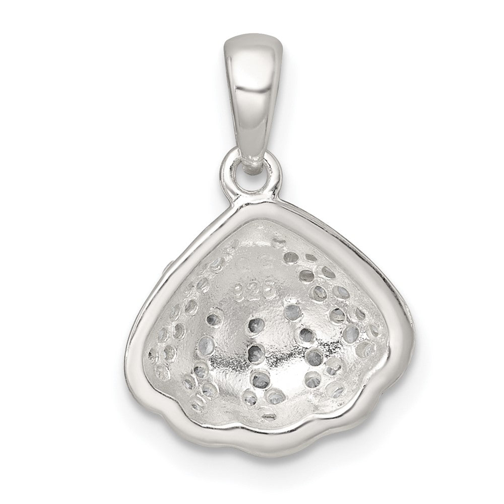 Sterling Silver Polished CZ Shell Pendant QC11584