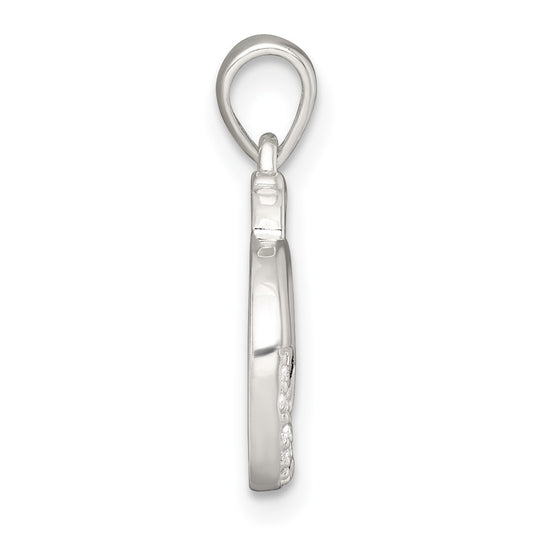 Sterling Silver Polished Pink and White CZ Cut-out Whale Pendant QC11586