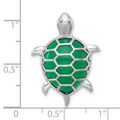 Sterling Silver Rhodium-plated Polished Dyed Jade Quartz Turtle Chain Slide Pendant QC11594