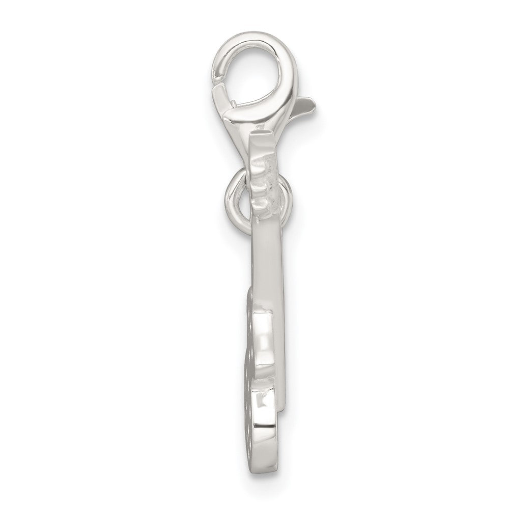 Sterling Silver Polished CZ Guitar with Lobster Clasp Charm QC11597