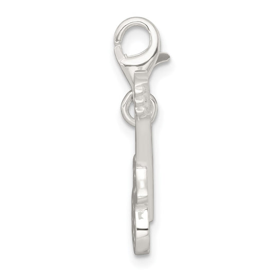 Sterling Silver Polished CZ Guitar with Lobster Clasp Charm QC11597