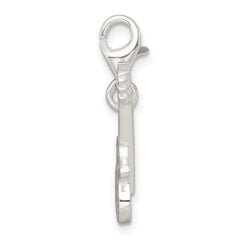 Sterling Silver Polished CZ Guitar with Lobster Clasp Charm QC11597