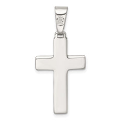 Sterling Silver Polished and Grooved Latin Cross Pendant QC11598