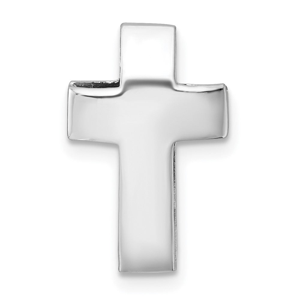 Sterling Silver Rhodium-plated Polished 3D Latin Cross Chain Slide Pendant QC11600