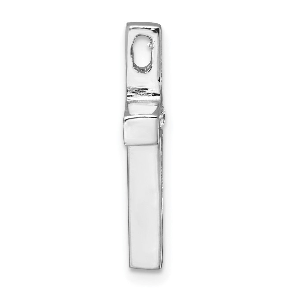 Sterling Silver Rhodium-plated Polished CZ Latin Cross Chain Slide Pendant QC11607