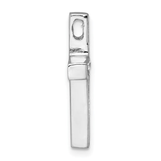 Sterling Silver Rhodium-plated Polished CZ Latin Cross Chain Slide Pendant QC11607