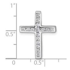 Sterling Silver Rhodium-plated Polished CZ Latin Cross Chain Slide Pendant QC11607