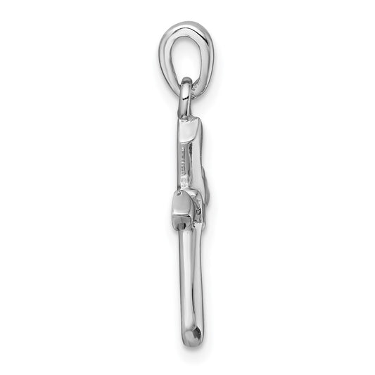 Sterling Silver Rhodium-plated Polished Cross With Dove Pendant QC11617