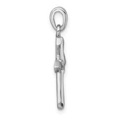 Sterling Silver Rhodium-plated Polished Cross With Dove Pendant QC11617