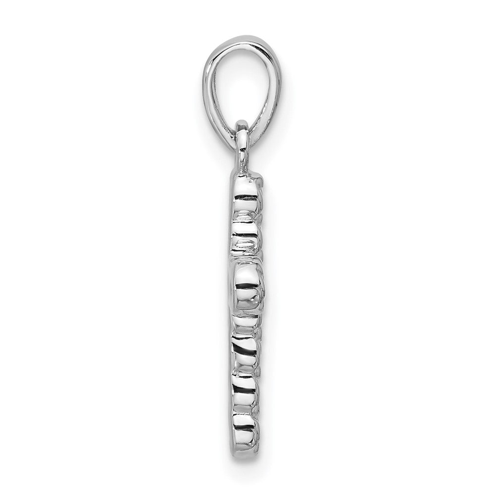 Sterling Silver Rhodium-plated CZ Polished Cross Pendant QC11618