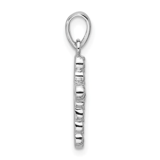 Sterling Silver Rhodium-plated CZ Polished Cross Pendant QC11618