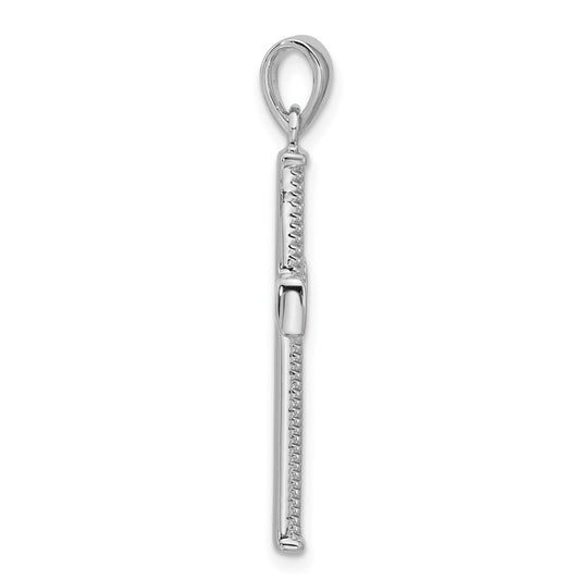 Sterling Silver Rhodium-plated Textured and Polished Cross Pendant QC11621
