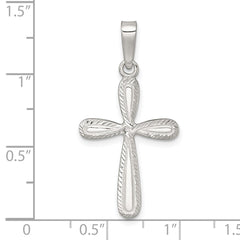 Sterling Silver Polished and Diamond-cut Cross Pendant QC11622