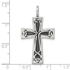 Sterling Silver Antiqued Polished Celtic Knot Cross Pendant QC11623