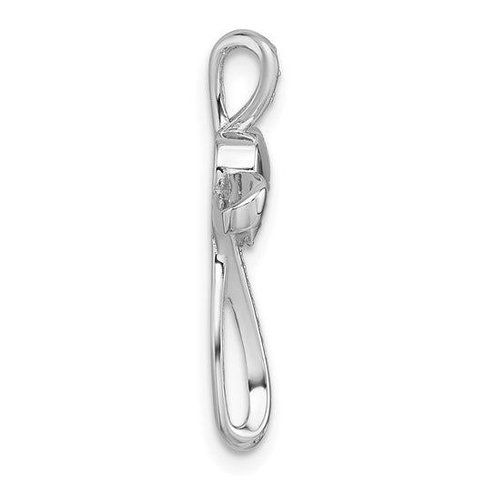Sterling Silver Rhodium-plated Polished CZ Heart Cross Chain Slide Pendant QC11632