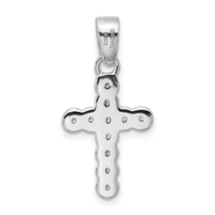 Sterling Silver Rhodium-plated CZ Polished Cross Pendant QC11633
