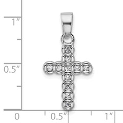 Sterling Silver Rhodium-plated CZ Polished Cross Pendant QC11633