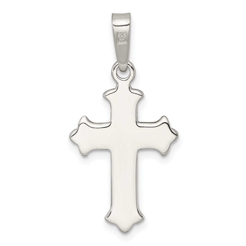 Sterling Silver Polished and Textured Fleur de Lis Cross Pendant QC11636