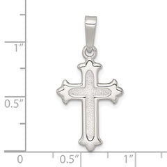 Sterling Silver Polished and Textured Fleur de Lis Cross Pendant QC11636