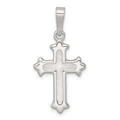 Sterling Silver Polished and Textured Fleur de Lis Cross Pendant QC11636