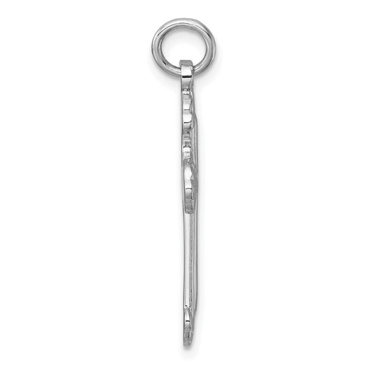 Sterling Silver Rhodium-plated Polished Fancy Budded Cross Pendant QC11637
