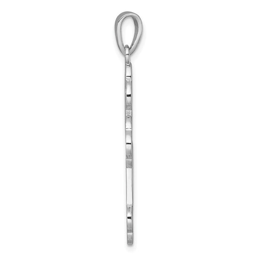 Sterling Silver Rhodium-plated Polished Cutout Budded Cross Pendant QC11638