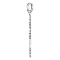 Sterling Silver Rhodium-plated Polished Cutout Budded Cross Pendant QC11638
