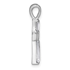 Sterling Silver Rhodium-plated Polished Baguette CZ Cross Pendant QC11647