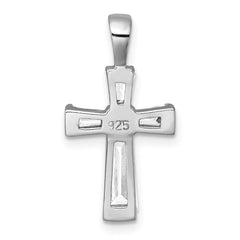 Sterling Silver Rhodium-plated Polished Baguette CZ Cross Pendant QC11647