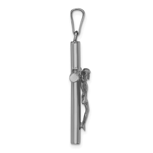 Sterling Silver Ruthenium-plated Polished Crucifix Pendant QC11651