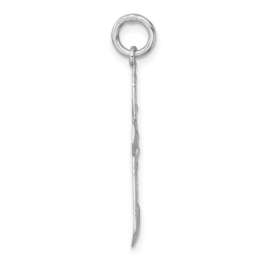 Sterling Silver Rhodium-plated Polished And Textured Crucifix Pendant QC11653