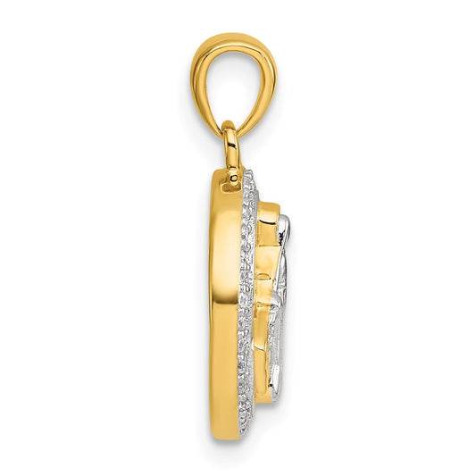 Sterling Silver Gold-tone and Rhodium-plated Polished Miraculous Medal Pendant QC11656
