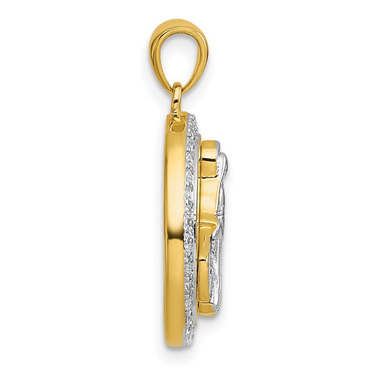 Sterling Silver Gold-tone and Rhodium-plated Polished Miraculous Medal Pendant QC11657