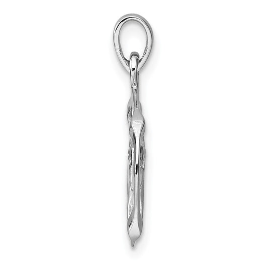 Sterling Silver Rhodium-plated Polished Reversible Taurus Bull in Circle Zodiac Pendant QC11661