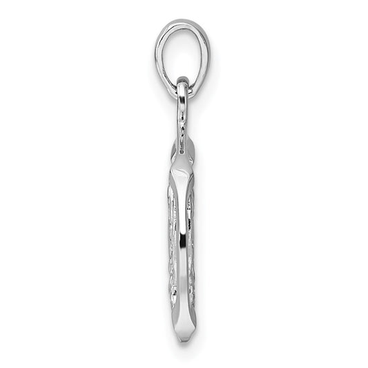 Sterling Silver Rhodium-plated Polished Reversible Cancer Crab in Circle Zodiac Pendant QC11663