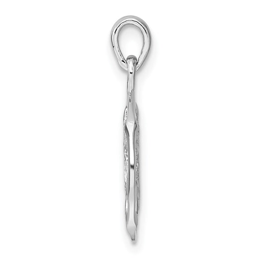 Sterling Silver Rhodium-plated Polished Reversible Leo Lion in Circle Zodiac Pendant QC11664