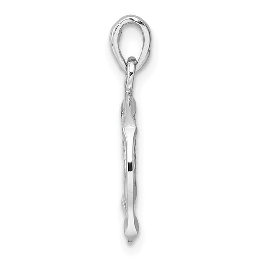 Sterling Silver Rhodium-plated Polished Reversible Virgo in Circle Zodiac Pendant QC11665