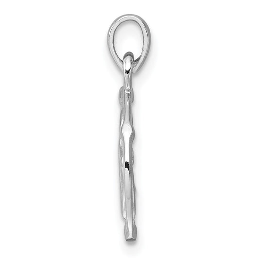 Sterling Silver Rhodium-plated Polished Reversible Sagittarius in Circle Zodiac Pendant QC11668