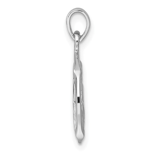Sterling Silver Rhodium-plated Polished Reversible Capricorn Goat in Circle Zodiac Pendant QC11669