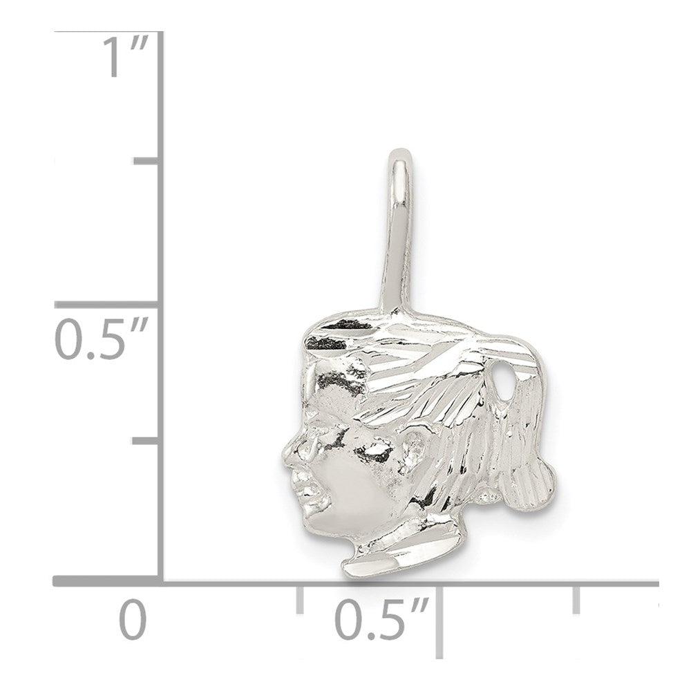 Sterling Silver Girl Head Charm QC1485