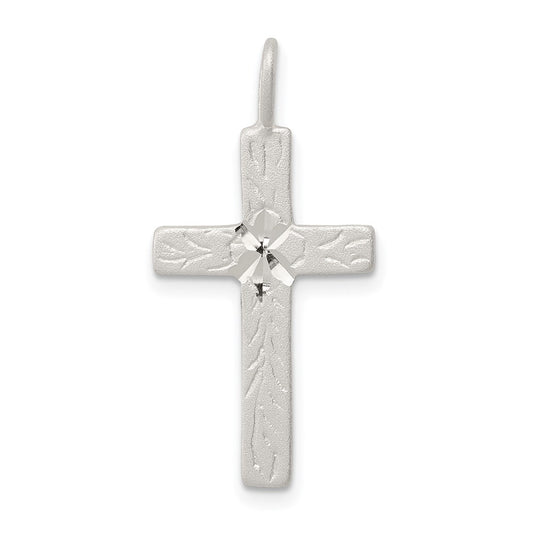 Sterling Silver Diamond-cut Cross Pendant QC1848