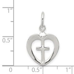 Sterling Silver Cross Heart Charm QC1863