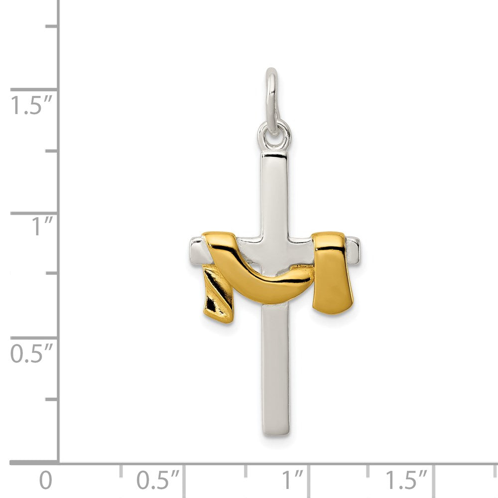 Sterling Silver & Vermeil Draped Cross Pendant QC1899