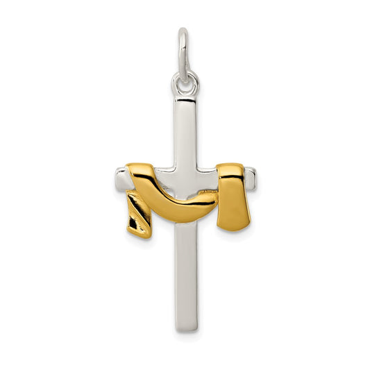 Sterling Silver & Vermeil Draped Cross Pendant QC1899